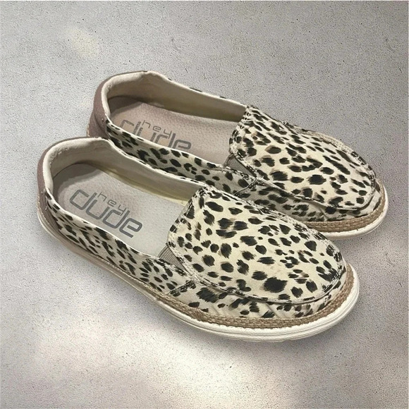Hey Dude Lena Shoes Leopard Animal Print US 9 Slip On Casual Flats - Picture 7 of 11